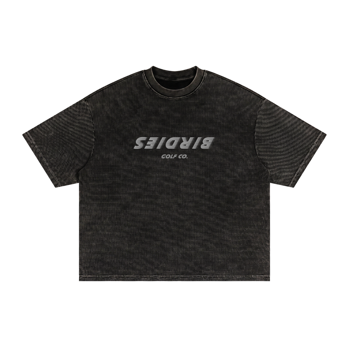 Short Cut Birdies Waffle Knit boxy Tee in Black