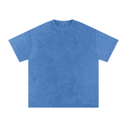 Snow Washed Oversized Cotton T-Shirt in Light Blue