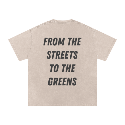 Snow Washed Oversized Cotton T-Shirt - Flipping Birdies