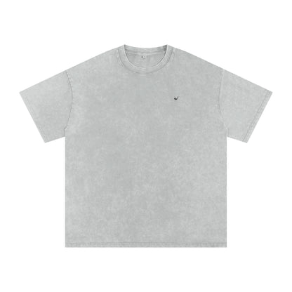 Snow Washed Oversized Cotton T-Shirt in Light Gray