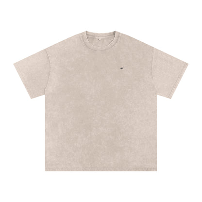 Snow Washed Oversized Cotton T-Shirt in Apricot