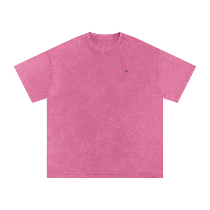 Snow Washed Oversized Cotton T-Shirt in Rose Red