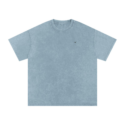 Snow Washed Oversized Cotton T-Shirt in Blue Jeans